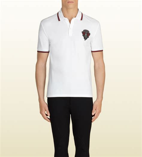 gucci polo shirt mens white|authentic gucci polo shirts.